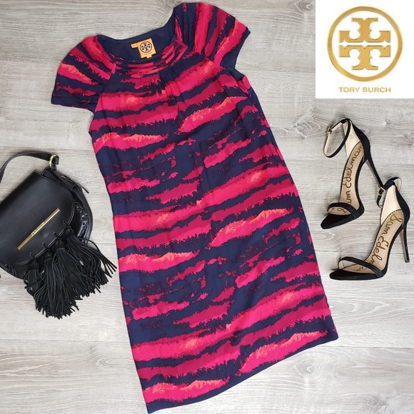 Tory Burch Dresses & Skirts - Tory Burch 100% silk dress size 2!! Red and navy